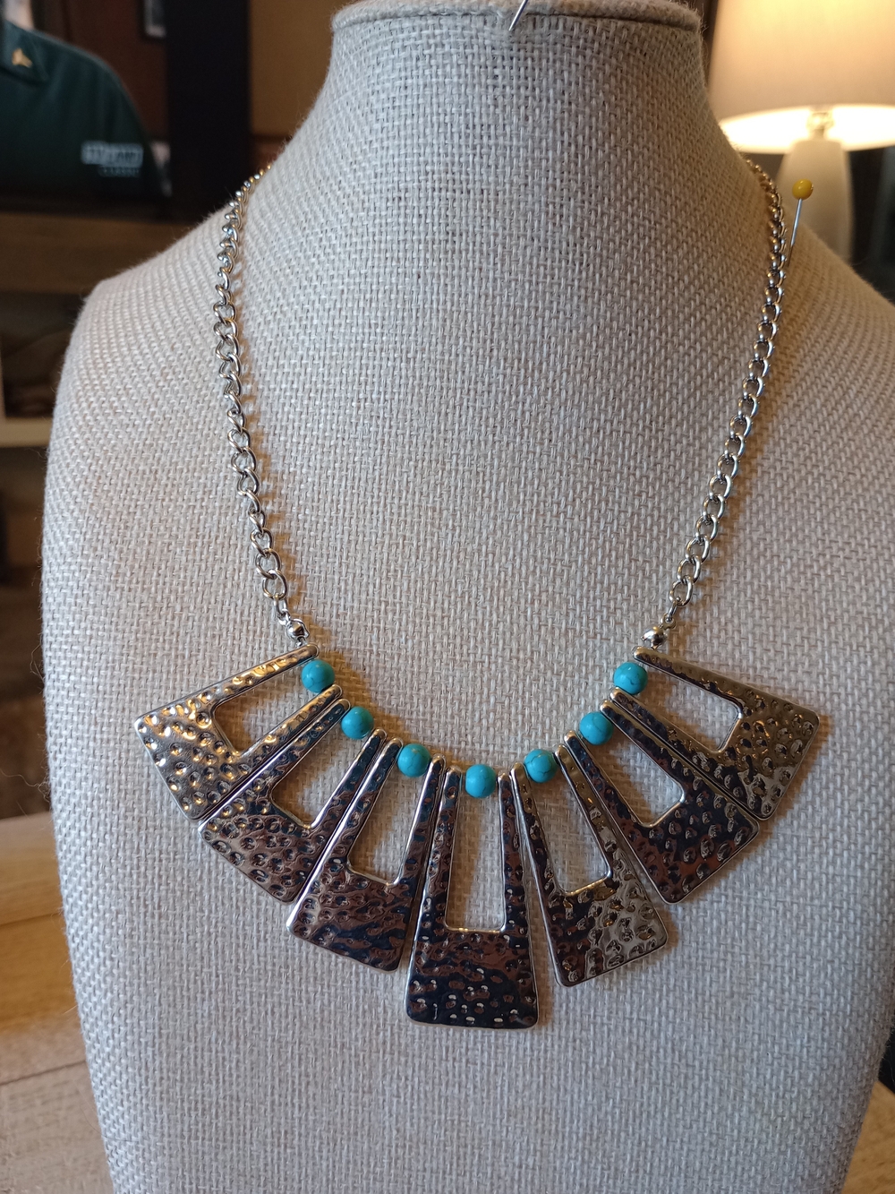 paparazzi Silver-Tone Necklace with Turquoise Beads